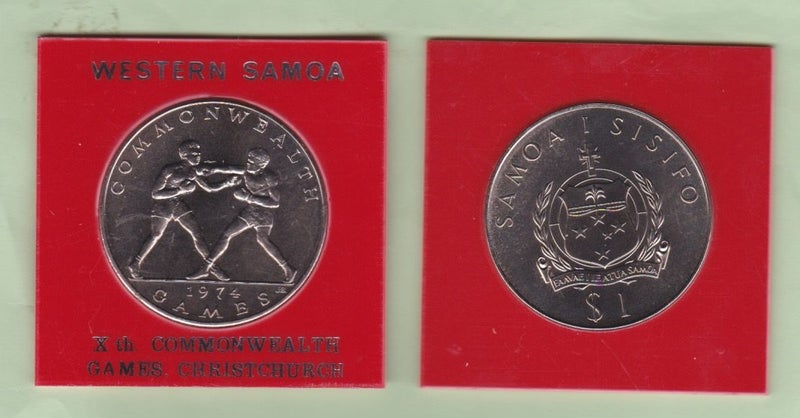 Samoa - 1974 $1 Commonwealth Games - Cased UNC Carousel 1