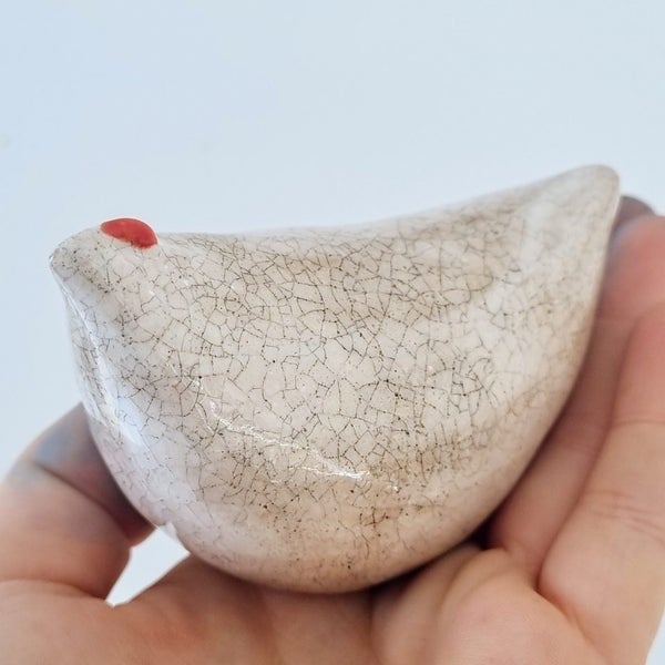 Ceramic chicken rustic sculpture made in NZ Carousel 3