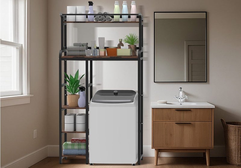 5 Tier Bathroom Storage Rack Over the Toilet Washing Machine Shelves Carousel 1