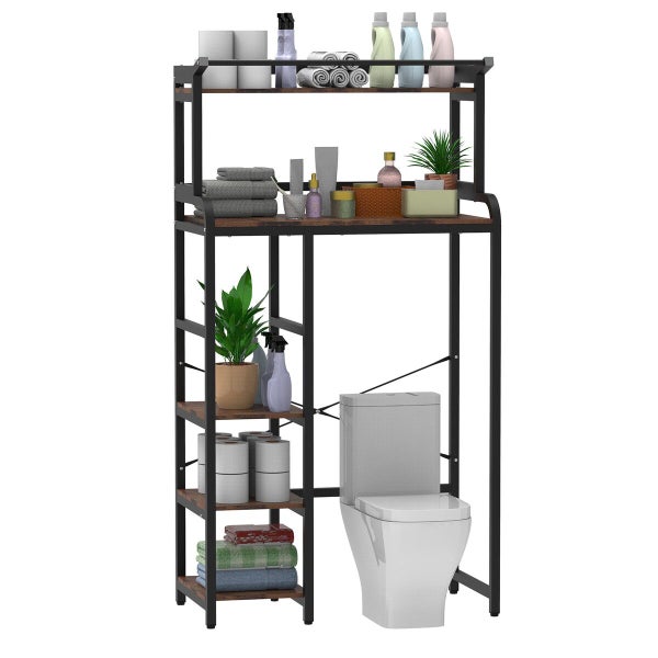 5 Tier Bathroom Storage Rack Over the Toilet Washing Machine Shelves Carousel 14