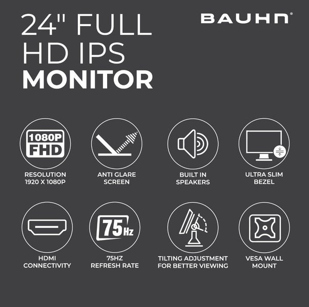 2 X BAUHN 24" Full HD IPS Monitor (Dual Setup) Carousel 4