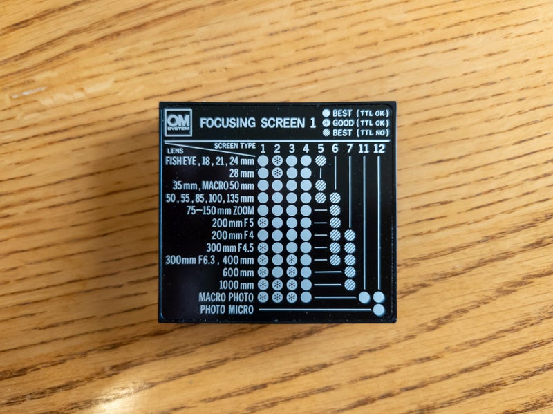 Olympus Focusing Screen 1-13 for OM System (Mint Condition)64250289389697113