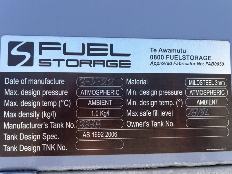 1,800 L Gravity-Fed Petrol Storage Tank with Concrete Bund and Safety Bollards64305819715202113