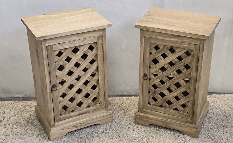 Bedside Cabinet Pair - Mindi Wood - Natural Wax Finish Carousel 2