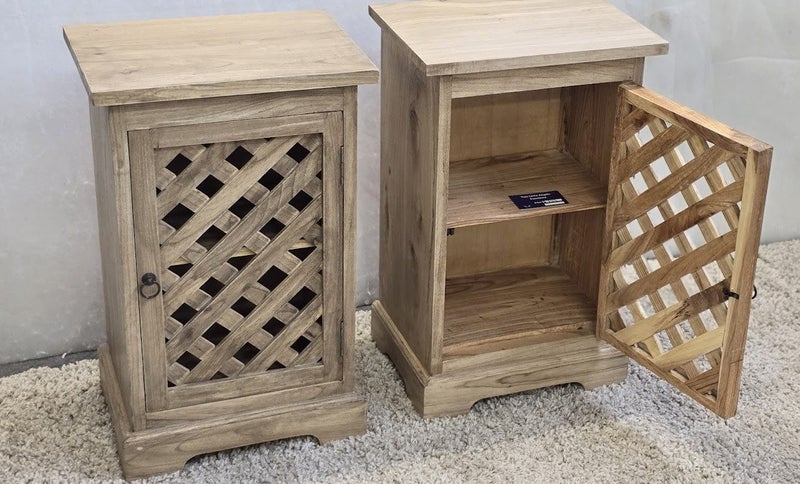 Bedside Cabinet Pair - Mindi Wood - Natural Wax Finish Carousel 4