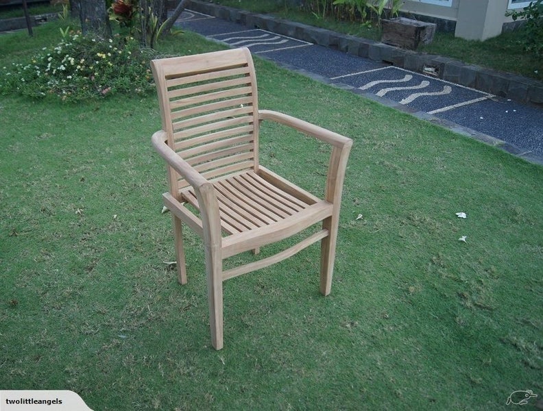 Hampton Outdoor Stackable Chairs - Teak Wood - 4 Chairs Carousel 1