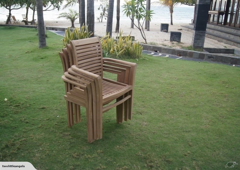 Hampton Outdoor Stackable Chairs - Teak Wood - 4 Chairs Carousel 2