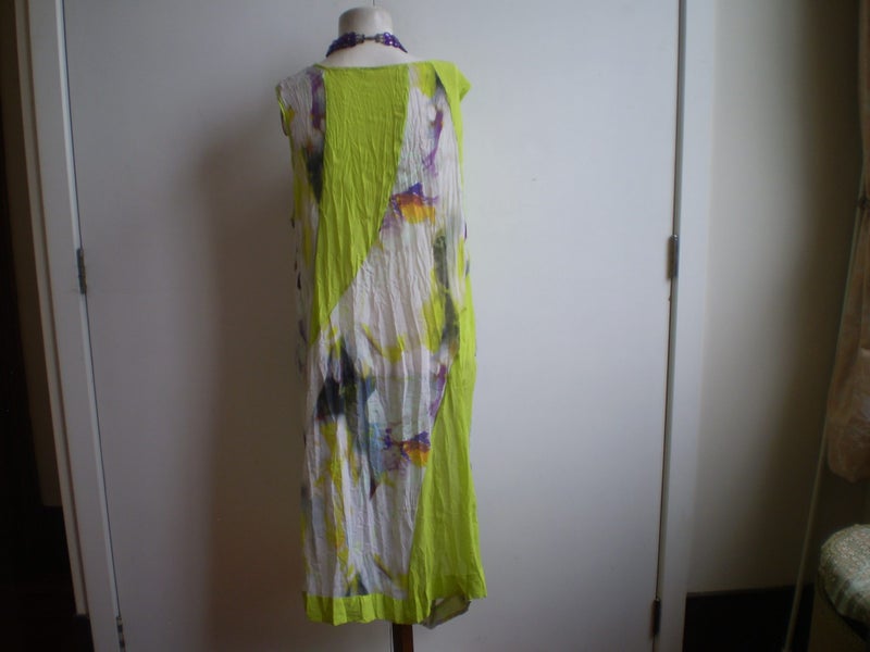 LOVELY AUST. DESIGNER GREEN/PURPLE FLORAL PRINT 3/4 LAYERING/SHIFT DRESS 18/20 Carousel 4
