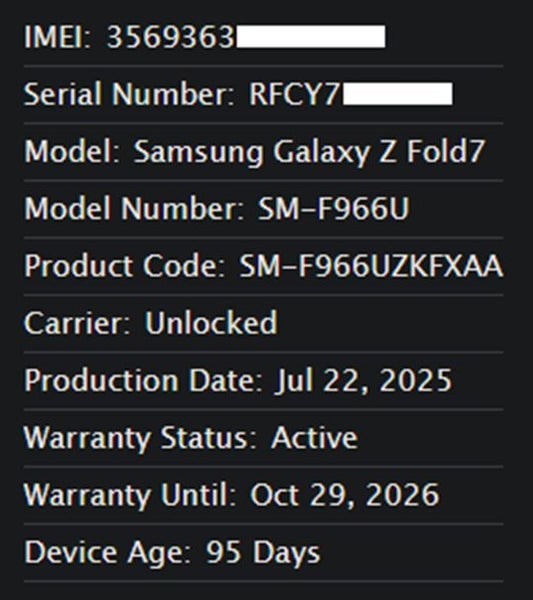Samsung Z Fold7 5G Jetblack 1TB (Unlocked)64182258465282114