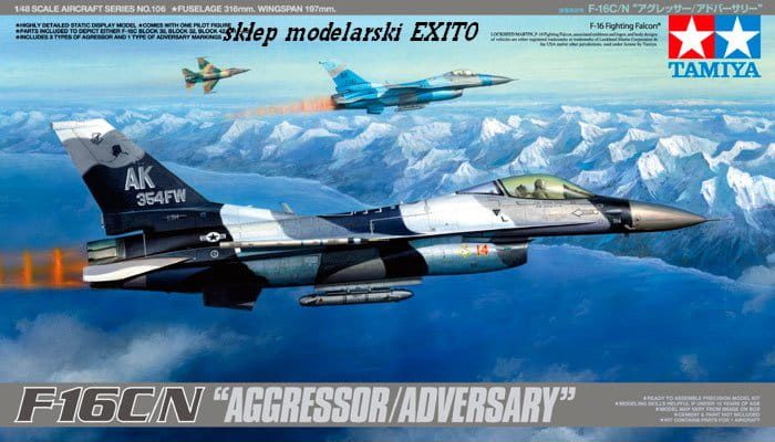 Tamiya 1/48 F-16C/N Aggressor Adversary Modern Fighter Jet Plastic Model Kit ...64596158685826110