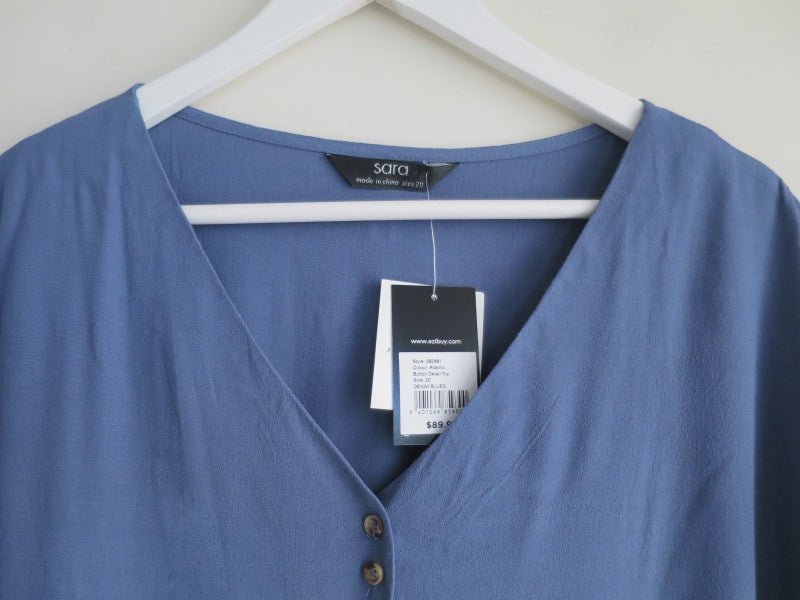 SARA *100% Viscose Denim Blues Atlantic Button Detail Top* 20 NEW Carousel 2