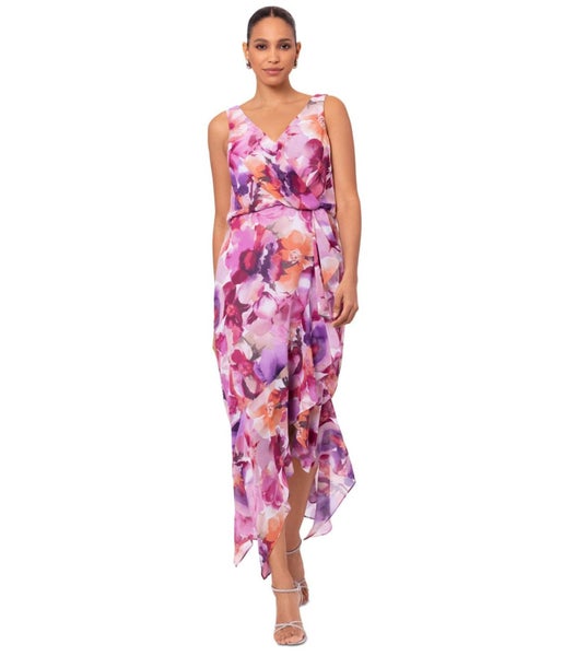 XSCAPE Womens Floral Sleeveless Midi Dress Carousel 1