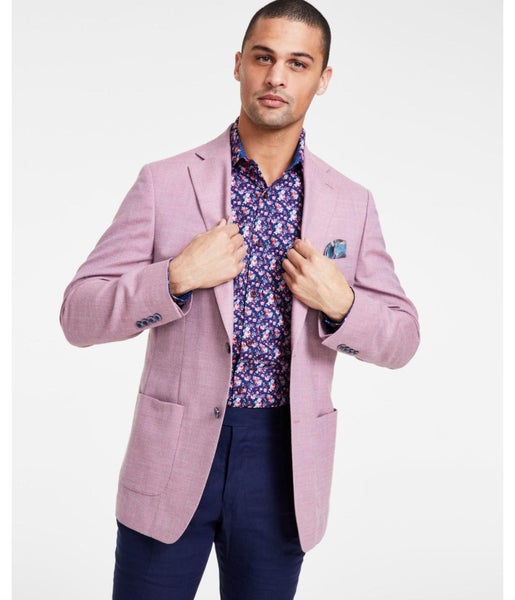 Tallia Mens Wool Blend Two Button Blazer Jacket Carousel 1