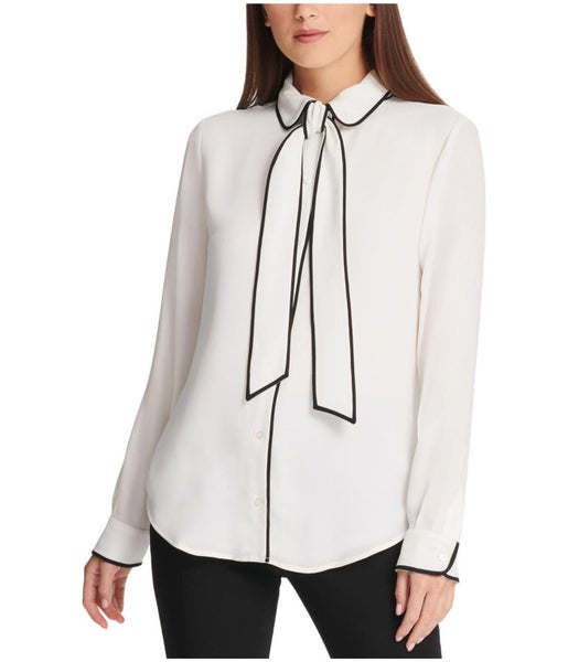DKNY Womens Two Tone Pullover Blouse Carousel 1