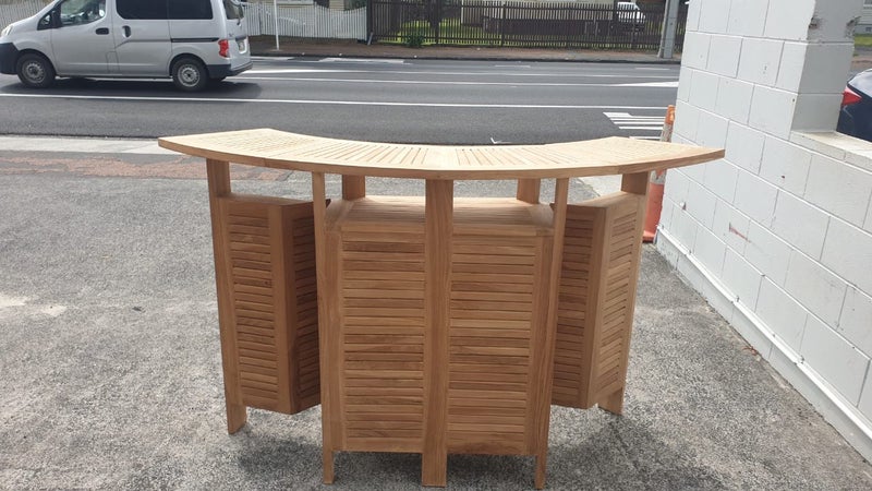 Teak Wood Outdoor Bar Leaner, TABLE ONLY - 100% Teak Carousel 5