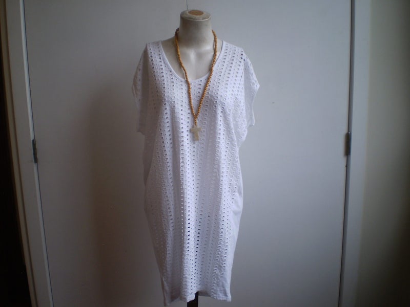 COUNTRY ROAD DESIGNER WHITE COTTON/LACE A LINE SHIFT DRESS 10 Carousel 1