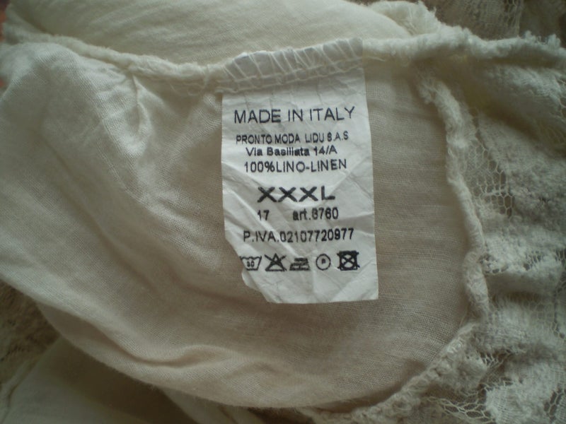 MADE IN ITALY ROMANTIC STYLE CREAM TIE DYED LINEN & LACE TUNIC DRESS 18/20 Carousel 6