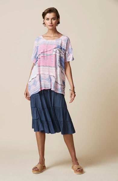 LANIA (NZ) *Designer Reef Print Tuck Detail Viscose Top* 10/12 Carousel 2