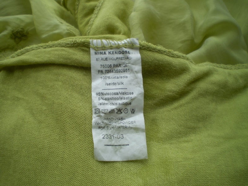 FRENCH DESIGNER PISTACHIO GREEN EMBROIDERED SILK KIMONO STYLE TOP 18/20 Carousel 6