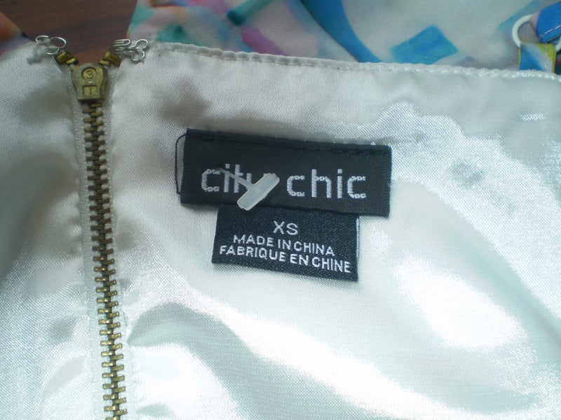 CITY CHIC DESIGNER VINTAGE LOOK ABSTRACT PRINT 3/4 SUMMER DRESS 14/16 Carousel 6