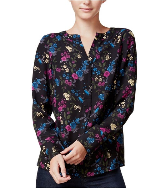 Kensie Womens Floral Knit Blouse, NWT Carousel 1