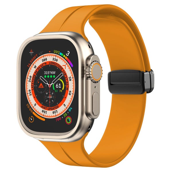 Magnetic Silicone Band for Apple Watch 10 42mm/SE2 40mm [Sunset Orange] Carousel 1