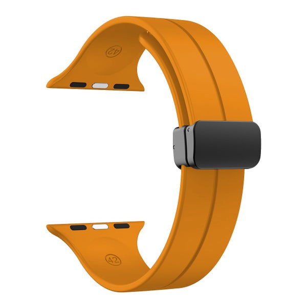 Magnetic Silicone Band for Apple Watch 10 42mm/SE2 40mm [Sunset Orange] Carousel 2