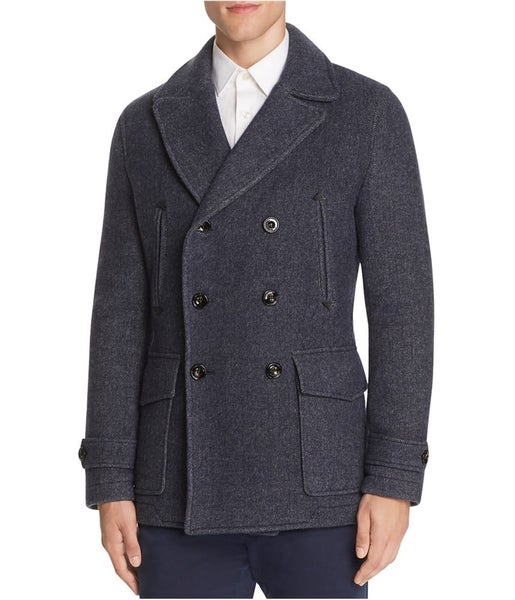 Hardy Amies Mens Textured Pea Coat, NWT Carousel 1