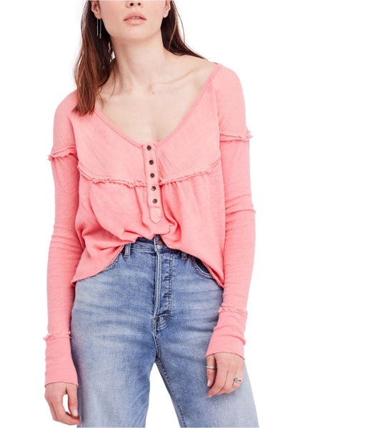 Free People Womens Down Under Henley Shirt, NWT Carousel 1
