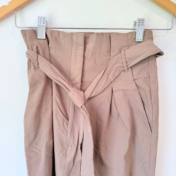 Love Tree Size M Rayon Beige Tie-Waist Pants Carousel 2