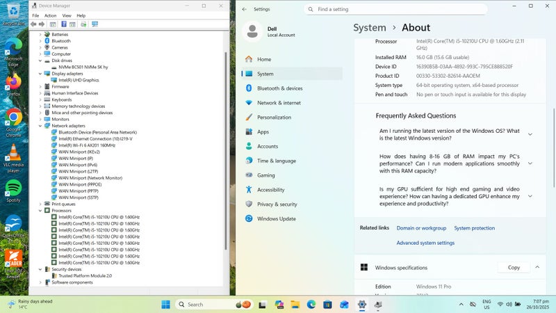 Dell Latitude 5510 Core i5 10th Gen 16Gb RAM 256GB SSD FHD 1080p Windows 11 Pro64188781714051111