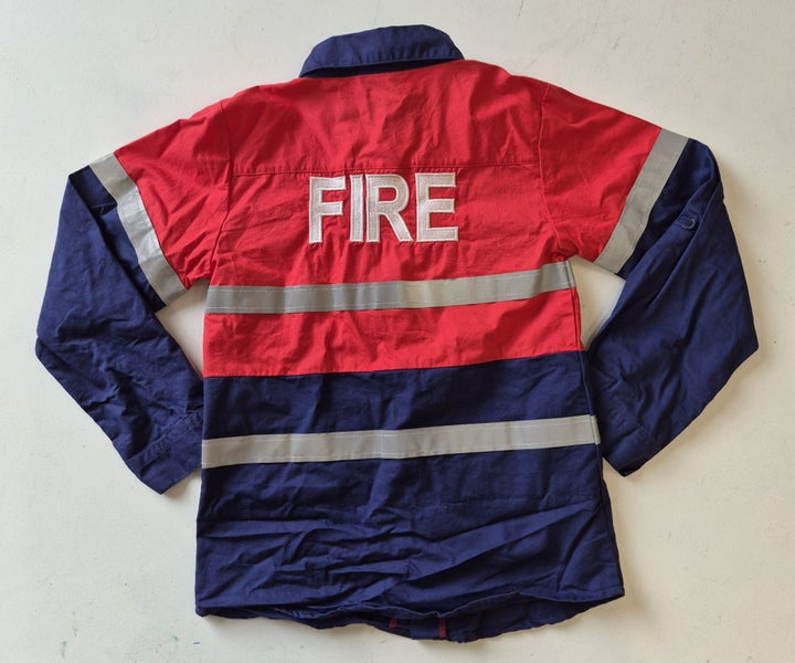 Kids Kokkako NZ Brand Fire Shirt with Reflective Stripes Size 8. Worn Once Carousel 2