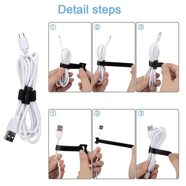 120X 15cm Reusable Cable Tie Nylon Hook Loop Strap Cord Ties PC TV Organiser Carousel 2