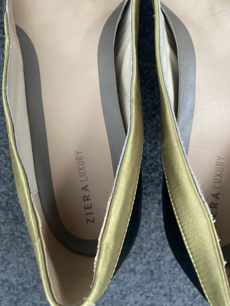 Ziera Luxury Black, Brown & Green/Gold Extra Wide Fit Heels – Size 4264197782783747112