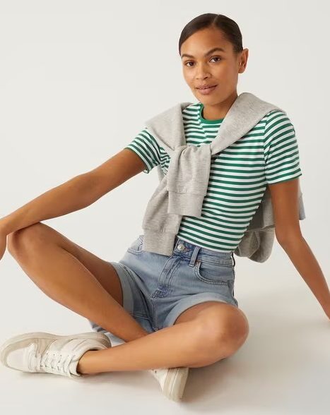 MARKS & SPENCER *Classic Minimalist Green Stripes Tee* 12 Carousel 1