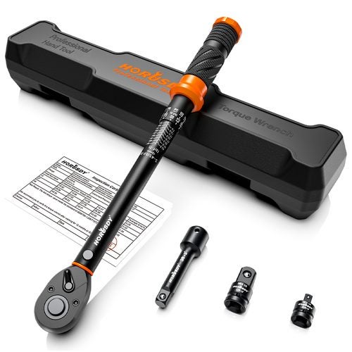 4Pc Click Torque Wrench Adjustable 3/8" Drive 5-45ft-lb/6.8-61Nm Extension AU Carousel 1