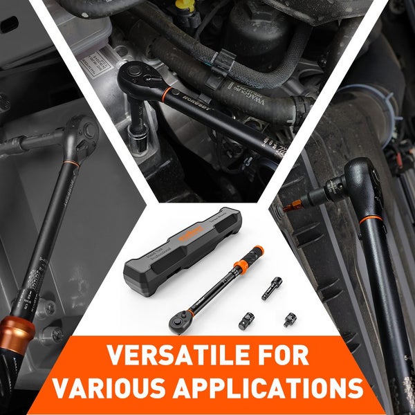 4Pc Click Torque Wrench Adjustable 3/8" Drive 5-45ft-lb/6.8-61Nm Extension AU Carousel 10