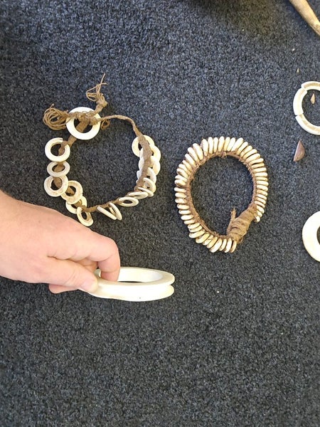 Antique Papua New Guinea shell necklaces in wooden tray $1 reserve Carousel 2