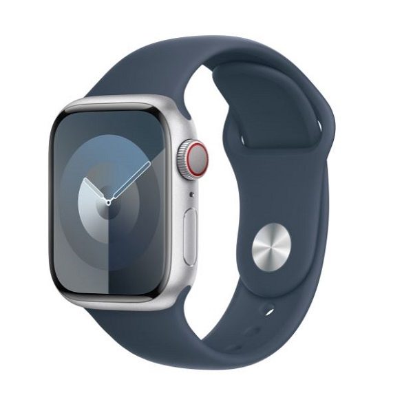 Apple Watch Series 9 GPS+Cellular,41mm Silver Alu.Case M/L Storm Blue Sport Band Carousel 1