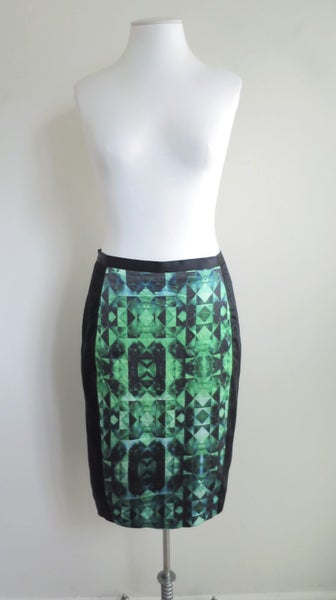 VERONIKA MAINE (AU) *Stunning Chic Green Gem Printed Pencil Skirt* 12 Carousel 1