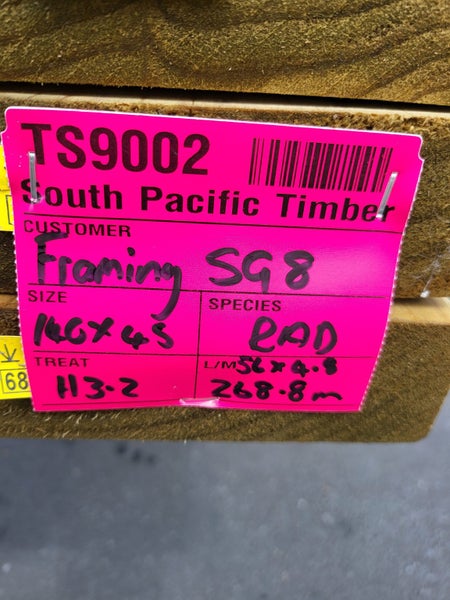 PINE FRAMING - SG8 H3.2 WET - 140 x 45mm - MG - 268.8m - TS900264212010850306112