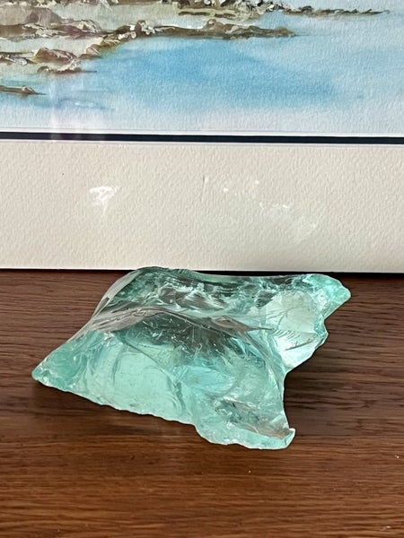 VERY OLD SEA GREEN ANDARA CRYSTAL GLASS (SLAG GLASS) - 385gm Carousel 2