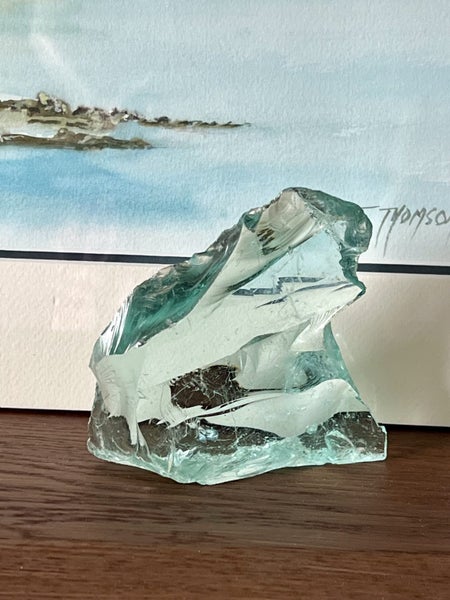 VERY OLD SEA GREEN ANDARA CRYSTAL GLASS (SLAG GLASS) - 385gm Carousel 1