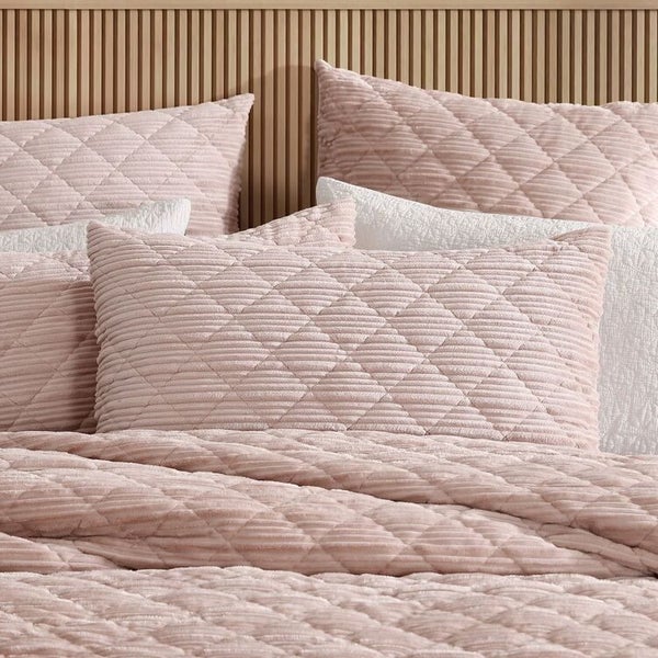 Quilt / Duvet Cover Set - Platinum CORBIN VELVET BLUSH - QCS (Queen) Carousel 3