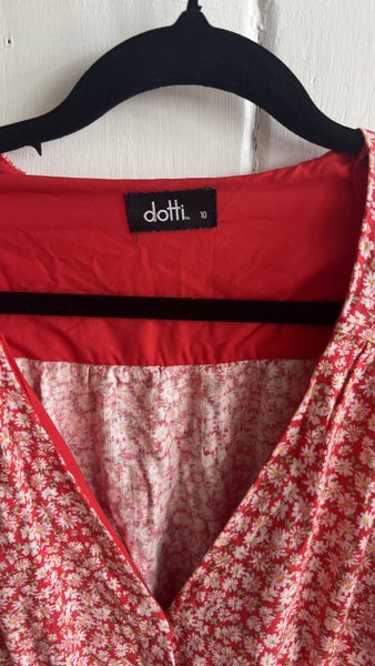 Dotti Red Floral Linen Viscose Dress size 10 Carousel 3