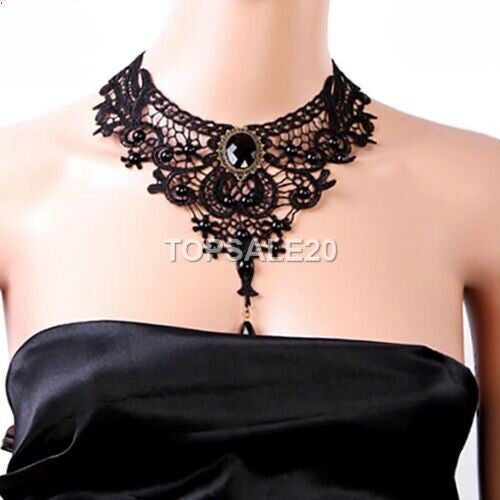 Women Victorian Lace Choker Necklace Metal Cameo Jewel Steampunk Carousel 1