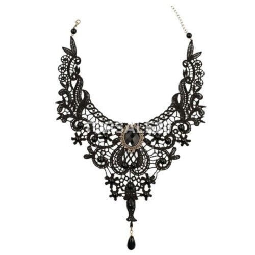 Women Victorian Lace Choker Necklace Metal Cameo Jewel Steampunk Carousel 2