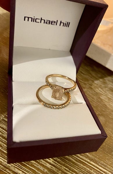 Rose Gold Diamond Morganite Ring Set Carousel 2