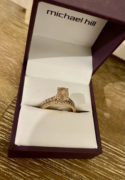 Rose Gold Diamond Morganite Ring Set Carousel 1