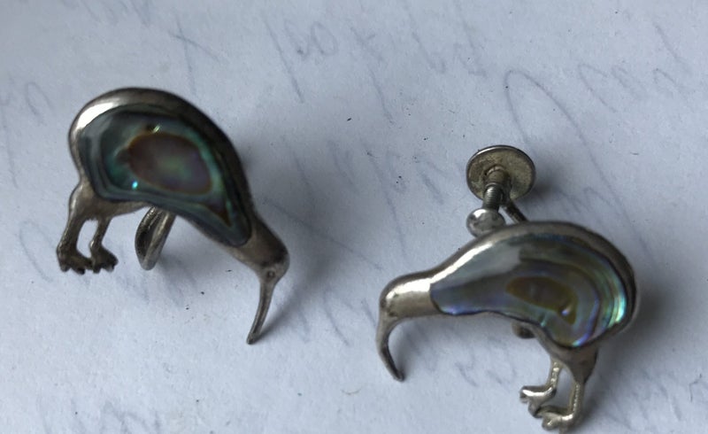 Vintage Ataahua Sterling Silver & Paua Screw On Earrings Carousel 5